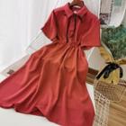 Short-sleeve A-line Chiffon Shirtdress