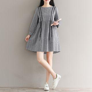 Long-sleeve Round Neck A-line Dress