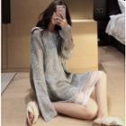 Lightweight Loose-fit Long Knit Sweater / Lace Slipdress