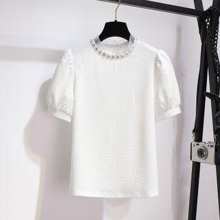 Short-sleeve Blouse / Lace Midi Skirt / Set