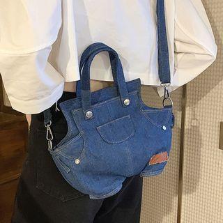 Top Handle Denim Crossbody Bag