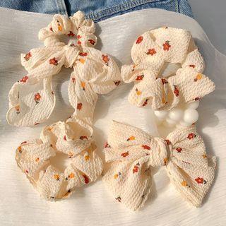 Floral Print Bow Scrunchie / Hair Clip