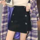 Buttoned Stitched Wrap Miniskirt