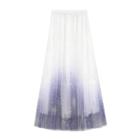 Patterned Gradient Mesh A-line Midi Skirt
