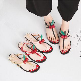 Cherry Accent Low-heel Sandals