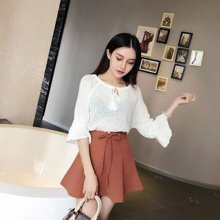 Tasseled 3/4-sleeve Knit Top
