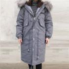 Furry-trim Hooded Padded Jacket / Coat