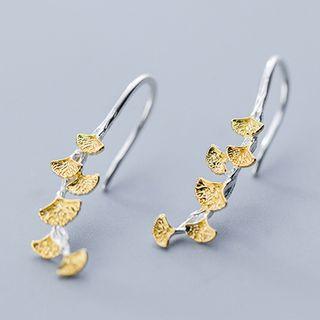 Gingko 925 Sterling Silver Pull Through Earring S925 Silver - Through Earring - One Size