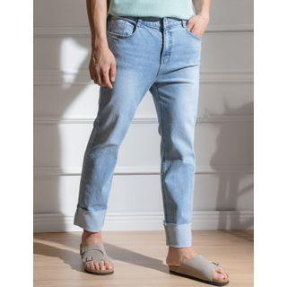 Rollup-hem Straight-cut Jeans