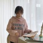 Hooded Letter Print Sweatshirt Pink - One Size