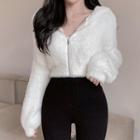 Fluffy Zip Cropped Jacket