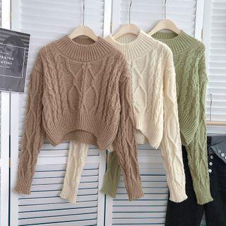 Turtleneck Hemp Pattern Long-sleeve Knit Sweater