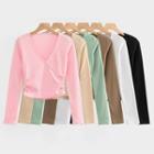 Shirred Waist V-neck Cropped Top