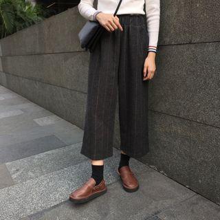 Cropped Stripe Wide-leg Pants