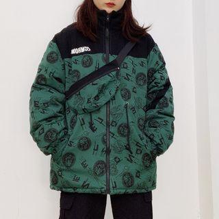 Printed Zip Padded Coat / Sling Bag / Set