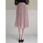 Band-waist Patterned Midi Pleat Skirt