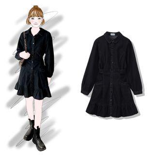 Mini A-line Denim Shirt Dress
