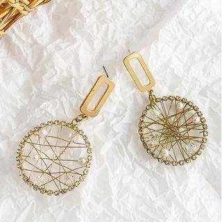 Wirework Faux Pearl Dangle Earring 1 Pair - Gold - One Size