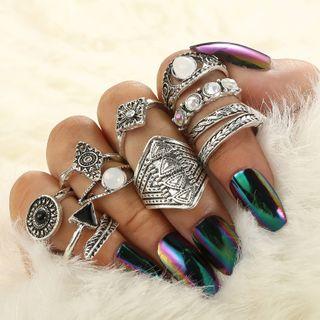 Set Of 10: Retro Alloy Ring (assorted Designs)