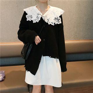 Long Sleeve Lace Collar Blouse / Cardigan