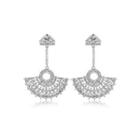 Fashion And Elegant Geometric Fan Earrings With Cubic Zirconia Silver - One Size
