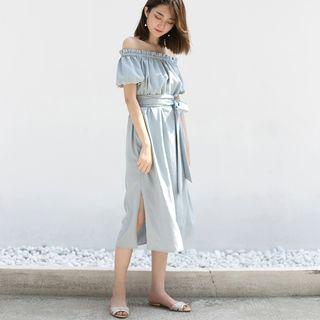 Short-sleeve Off-shoulder Frilled Dress