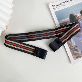 Striped Elastic Belt Stripes - Brown & Beige & Green & Red - One Size