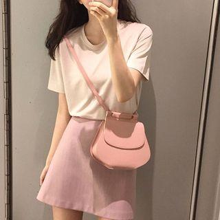 Plain Short-sleeve T-shirt / A-line Skirt / Set