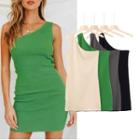Plain One Shoulder Bodycon Dress