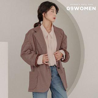 Single-breasted Oversized Checked Jacket