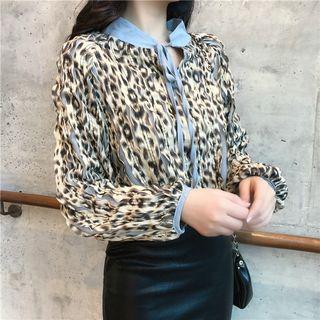 Leopard Long-sleeve Blouse