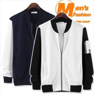 Color-block Zip-up Flight Jacket