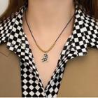 Heart Checker Pendant Stainless Steel Leather Necklace Necklace - Checker - Love Heart - Black & White - One Size