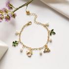 Alloy Floral & Faux-pearl Bracelet As Shown In Figure - One Size