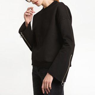 Zip Plain Sweatshirt
