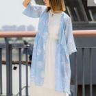 Printed 3/4-sleeve Wrap Front A-line Dress