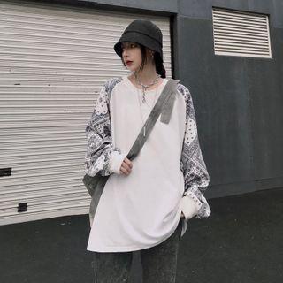 Paisley Print Panel Sweatshirt