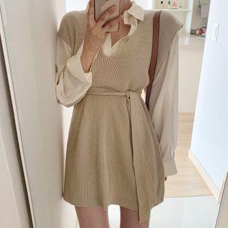 V-neck Sweater Vest With Sash