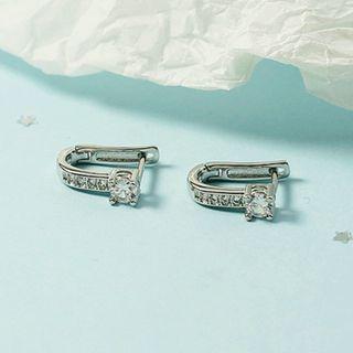 Rhinestone Alloy Earring 1 Pair - Silver - One Size