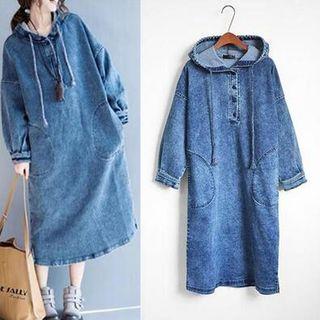 Hooded Midi Denim Dress