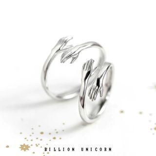 925 Sterling Silver Couple Matching Palms Open Ring 1 Pair - S925 Silver Ring - Silver - One Size
