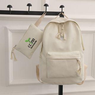 Set: Tagged Canvas Backpack + Pouch