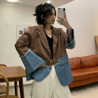 Plaid Denim Blazer