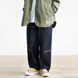 Zip Detail Wide Leg Cargo Pants