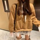 Lace Trim Hoodie Khaki - One Size