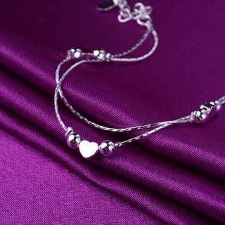 925 Sterling Silver Heart Layered Anklet / Bracelet