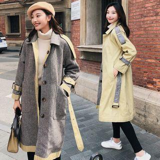 Reversible Herringbone Single-breasted Coat As Shown In Figure - One Size