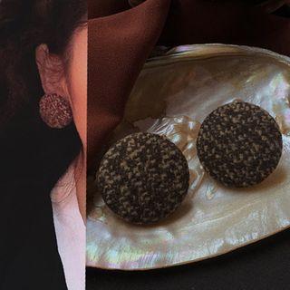 Disc Stud Earring 0143a# - 1 Pair- Classic Earrings - Dark Coffee - One Size