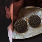 Disc Stud Earring 0143a# - 1 Pair- Classic Earrings - Dark Coffee - One Size