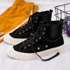 Corduroy Lace-up High-top Sneakers